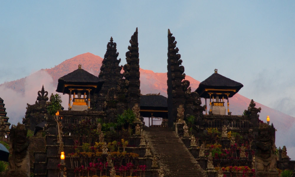 pura besakih with mount agung background